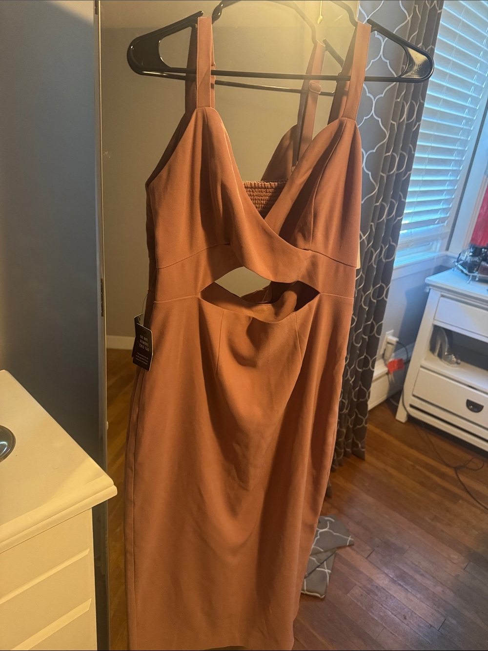 Express Rust Midi Dress with Front Cutout